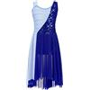 inhzoy Abito da Pattinaggio Artistico Bambina Paillettes Leotards da Ginnastica Vestito da Balletto Ballo Lirico Contemporaneo Senza Maniche Costumi di Danza Moderna Jazz Blu Scuro 13-14 Anni