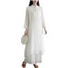 DAYKET Abbigliamento Tai Chi per Donna, Set Tradizionale Cinese Kung Fu Uniforme In Cotone+Lino per La Meditazione Zen Arti Marziali Wing Chun Wear,White-M