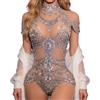 FHGSPQWM Body da donna con strass glitterati e Drag Queens, body da danza con frange e strass, Colore, M