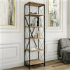 Dmora - Libreria Yildun, Scaffale da ufficio, Mobile portalibri, Biblioteca, 50x30h180 cm, Quercia e Nero