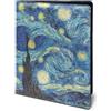 COEQINE Portfolio organizer artistico per donne, uomini e adolescenti, planner in pelle con tasca porta carte per interviste, 30,5 x 22,9 cm, porta biglietti da visita, Van Gogh, blu notte stellata
