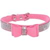 HALFSUMO Collare Cane Collari per Cani con Strass Simpatico Collare per Cani con Fiocco in Strass per Gattini di Cani di Piccola e Media Taglia Rosa S