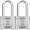 NOVLOCK Lucchetto a combinazione per esterni - arco lungo da 5,9 cm, spessore 8 mm - resistente alle intemperie, con codice, per cancelli, recinzioni, capanni, depositi, armadietti - 2 pezzi, argento