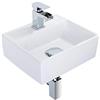 Housler® Lavandino da bagno compatto piccolo a parete (Lavandino quadrato senza rubinetto)