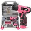 Hi-Spec Trapano Avvitatore a Batteria 8V, Trapano Elettrico Senza Fili con Set 110 Pezzi (Punte Trapano, Bussole e Inserti), per Forare e Avvitare in Casa, Valigetta Portatile, Rosa
