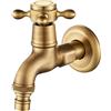 Rehomthy Rubinetto Giardino Ottone Antico per Lavatrice, Giardino, Esterno, Bagno e Cucina, Filettatura G1/2 (Solo Freddo)