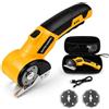 YUMILI Forbici Elettriche senza Fili 4,2 V, Taglia Elettrico 2000 mAh, Taglia Cartone 230 giri/min, Profondità di Taglio 6 mm con 2 Lame, Blocco, LED, USB per Cartone, Moquette, Plastica, Tessuto, Pelle