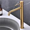 NOLUXA IMEX - Rubinetto Alto Lavabo Dorato | Miscelatore Bagno Acqua Fredda/Calda | Monocomando Effetto Cascata Bocca Ottone, Risparmio Idrico | Serie Genova | Colore Oro Spazzolato