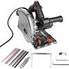 Victool Sega ad immersione con guida da 2x700mm, sega circolare manuale da 1200W, profondità di taglio 57mm, inclinazione di taglio da 0 a 45°, Ø165mm 40 denti, per legno duro, compensato, laminato, altro