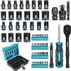 LIBRATON Set Chiavi a Bussole da 1/4 Pollice 71 Pezzi, Set Bussole Metriche (4-15MM) e SAE (5/32-9/16), Set Chiavi a Bussola CR-V, Punte Avvitatore S2, Cricchetto 90 Denti, Impugnatura Girevole