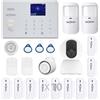 TECPEAK Sistema completo di allarme GSM/WiFi, Tecpeak, sistema di allarme per casa con sirena di allarme, set di sicurezza domestica, con allarme per finestra/porta, rilevatore di movimento, telecomando,