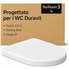 Bullseat Sedile WC adatto per Duravit Starck 2, Starck 3, coperchio WC con abbassamento automatico, rimovibile con sgancio rapido, in Duroplast antibatterico, fissaggio in acciaio inox