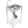 Zoobotanica Lavello mobile in acciaio inox, per ristorante, lavanderia, garage, giardino (50 x 40 x 82 cm)