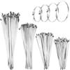 JIZZU Fascette Metalliche, 200 Pezzi Fascette Stringitubo In Inox 304, Fascettes Elettricista 150/200/250/300mm, Fascettes Acciaio Inox Autobloccanti Per Elettricista, Meccanico, Tubi In Ferro