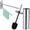Relaxdays Set Accessori da Bagno, Porta Asciugamani con 2 Braccia e Portascopino, Argentato