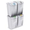 WELL HOME MOBILIARIO & DECORACIÓN WELL HOME - Set di 4 bidoni della spazzatura per rifiuti, bianco rotto, 4 x 35 l