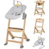KINDERKRAFT Seggiolone Enock In Legno Naturale 4 in 1 Con Sdraietta