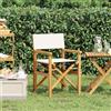 Generico Sedia da Regista Pieghevole Crema in Legno Massello di Teak,Crema,7.8kg,4008507