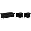 Vente-unique - Divano 3 posti+ 2 Poltrone Chesterfield - similpelle - nero