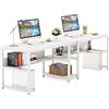 Tribesigns Scrivania per due persone con libreria, 78,7 cm, scrivania doppia per due persone, scrivania rustica con ripiano per casa e ufficio (bianco)