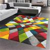 CARPETIA Tappeti Astratto Soggiorno Corridoio Disegno Astratto Motivo a Diamante Colorato Arancio Giallo Verde - Easy Care Größe 120x170 cm