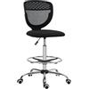 Vinsetto Sedia da ufficio ergonomica sgabello da ufficio con poggiapiedi e senza braccioli, sedia da disegno con schienale medio in rete, altezza regolabile, seduta imbottita e girevole a 360°, nero
