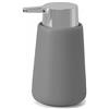 Miracle of Denim Dispenser Sapone Liquido In Ceramica Grigio Opaco E Cromo - Dosatore Sapone Da Appoggio Design Tondo Antibatterico H 14 cm - Linea Sidney
