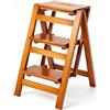 HJYXXSR Sgabello Pieghevole con Scaletta a Tre Gradini, Sgabello Multifunzionale in Legno Massello, Scala da Arrampicata Portatile, Adatto per biblioteche, Uffici, Case, All'aperto Walnut
