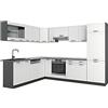 Vicco Cucina angolare completa R-Line, Bianco rustico/antracite, 287 x 46 cm senza piano di lavoro, per l'espansione personalizzata con moduli aggiuntivi compatibili