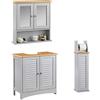 ice cream what's your flavour? CARME Atlanta - Set di 3 mobili da bagno autoportanti sotto il lavabo, montaggio a parete, armadietto dei medicinali con specchio, mensola del bagno, portarotolo, colore: grigio