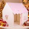 ALLmeter Tenda da Gioco per Bambini di 3-12 Anni a Quadretti Rosa con Luci LED, Capanna di Dimensioni 120×130×100cm per Interno ed Esterno con Disegno Fai da Te