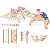 HOMASIS 4 in 1 Arrampicata per Bambini in Legno, Struttura da Scalata con Arco, Rampa, Corda e Scala, Palestra Giochi Educativa per Bambini da 3+ Anni (Colorato, Unicorno)