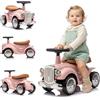 sun baby Macchinina bambino 1 anno Retro Classic, macchinina cavalcabile bambino, auto per bambini, aiuto per imparare a camminare con suoni, Volante con clacson (Rosa)