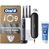 Oral-B iO 9 Spazzolino Elettrico Ricaricabile, con 3 Testine di Ricambio, Nero - 3 Testine di Ricambio per Spazzolino Elettrico, Custodia da Viaggio + 1 Dentifricio Pro Expert, Pulizia Denti Efficace