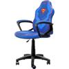GXTrust 703SM Revvo Sedia Gaming con Licenza Superman per Bambini 4-12 Anni, Sedia da Gaming in Tessuto Regolabile in Altezza, Bracciolo Imbottito, Console di Gioco Supereroe Videogiochi, Blu