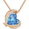 CDE Collana Donna Cuore Regalo per Lei,Gioielli Donna 5A Cubica Zirconia Pendente Placcata in Oro con Pietra di Nascita Compleanno Regali per Mamma Fidanzata Moglie Amica