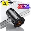 Baseus 30W caricabatteria da auto USB Quick Charge 4.0 3.0 FCP SCP USB PD per Xiaomi iPhone16 15 14 Pro Max caricabatteria da auto a ricarica rapida