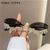 OEC CPO Occhiali da sole senza montatura con diamanti Occhiali da sole con strass di marca di lusso da donna Occhiali da sole da donna sexy a forma di lacrima Punk Party Gafas de sol