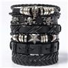 NONE Bracciale in lega a forma di stella e teschio punk nero da 6 pezzi/set