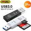 NNBILI Lettore di schede 2 IN1 USB3.0 a Micro SD TF Adattatore per lettura di schede di memoria Lettore di schede ad alta velocità per telefono PC Accessori per laptop