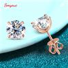 Smyoue 0.2-3CT Orecchini a bottone in moissanite color oro rosa per le donne Orecchini con diamanti classici scintillanti da laboratorio per matrimoni Argento puro 925