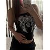 Dozw Top a tubo nero con stampa gotica Top corto skinny senza spalline da donna T-shirt grafiche casual chic estive y2k Streetwear Vest Basic