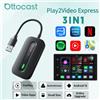 OTTOCAST Play2Video Express Adattatore wireless CarPlay Android Auto per Youtube Netflix per Volvo Chevrolet VW CarAccessori