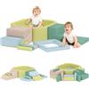 AIYAPLAY Set da 15 Pezzi per il Sviluppo della Motricità del Bambino con Piscina a Palline, Modulo Motricity con Copertura Lavabile e Rimovibile, Angolo Morbido per il Gioco per Bambini dai 3 Anni in Su,