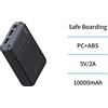 YASSINE MOBILESTOP Pb1940 Power Bank 10000Mah con 2 porte USB, ricarica rapida Type-C e Micro USB - Nero. Accesofix