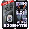 DOOGEE V50 Pro 5G AI Smartphone Rugged 6.78" Dimensity 8300 52GB RAM (16+36) 1TB ROM con Display Posteriore Multifunzione AMOLED da 2.06" Fotocamera da 200MP Fotocamera per Visione Notturna da 64MP