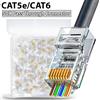 NONE Connettori Pass-Through CAT6 Placcati in Oro 8P8C, Terminali Pass-Through, Plug di Rete UTP 1000Mbps, Adattatore Modulare RJ45 Non Schermato