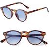 PEISHI Occhiali da Sole Rotondi Vintage alla Moda per Donna e Uomo, Nuovo Design di Marca, Lenti Gialle e Blu Retrò con Rivetti, Occhiali da Sole Quadrati per Uomo e Donna
