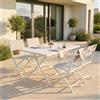 MIlani Home ABELUS - set tavolo in alluminio cm 130 x 77 x 73 h con 4 sedie Gaja