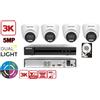 HIKVISION KIT VIDEOSORVEGLIANZA HIKVISION 4 CANALI 5 MPX 4 TELECAMERE DOME TURRET 5MPX 3K